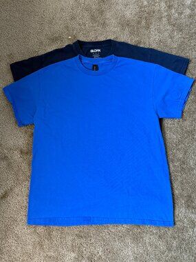 Gilden 2 Pack of Blue Basic Tee's Summer Spring Normcore Uniform Utility